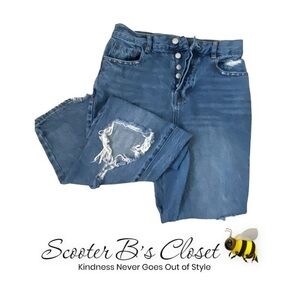 PacSun Button Fly Distressed High Rise Straight Jeans Size 28 🐝